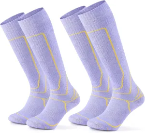 Zicac Merino Wool Ski Socks 2 Pairs for Women, Cold Weather Knee High Thermal Socks for Skiing, Snowboarding, Hiking, Camping